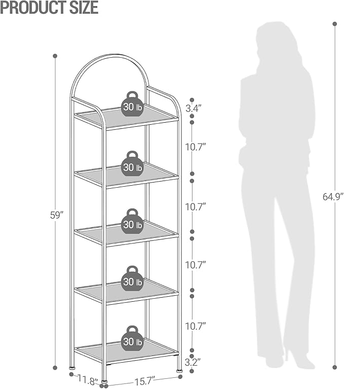 Bookcase Bookshelf, Tempered Glass Bookshelves, Slim Shelving Unit - Image 2