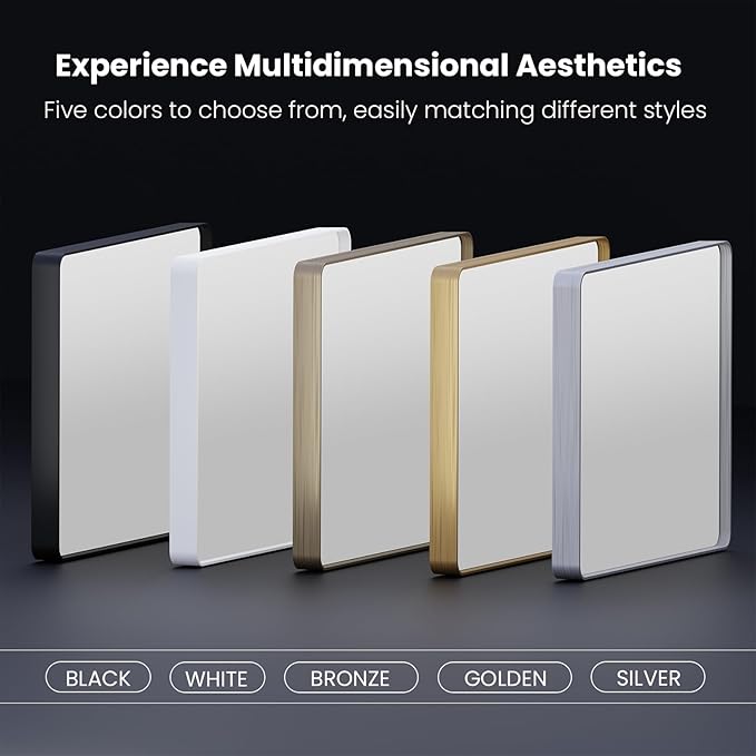 Brushed Nickel Bathroom Mirror 60x40 Inch, Brushed Silver Metal Frame Mirror - Image 7