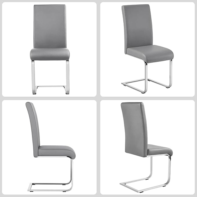 Yaheetech Dining Chairs Set of 6 Modern Faux Leather Upholstered Dining Room - Image 4