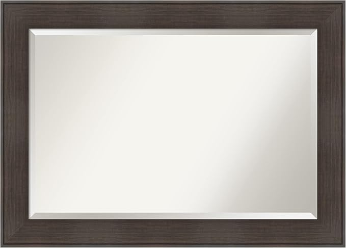 Amanti Art Brown Wall Mirror 30x42 William Rustic Woodgrain Rectangle Bathroom by AmantiArt