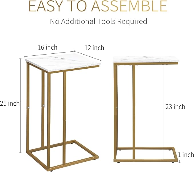 C Shaped End Table Set of 2, Small Side Table - Image 3