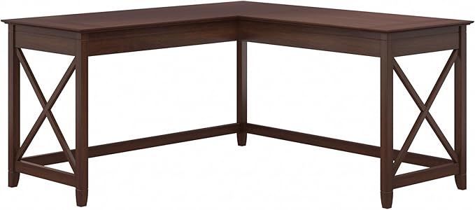 Bush Furniture Key West 60W Modern Farmhouse L Shaped Desk in Bing Cherry | by BushHome