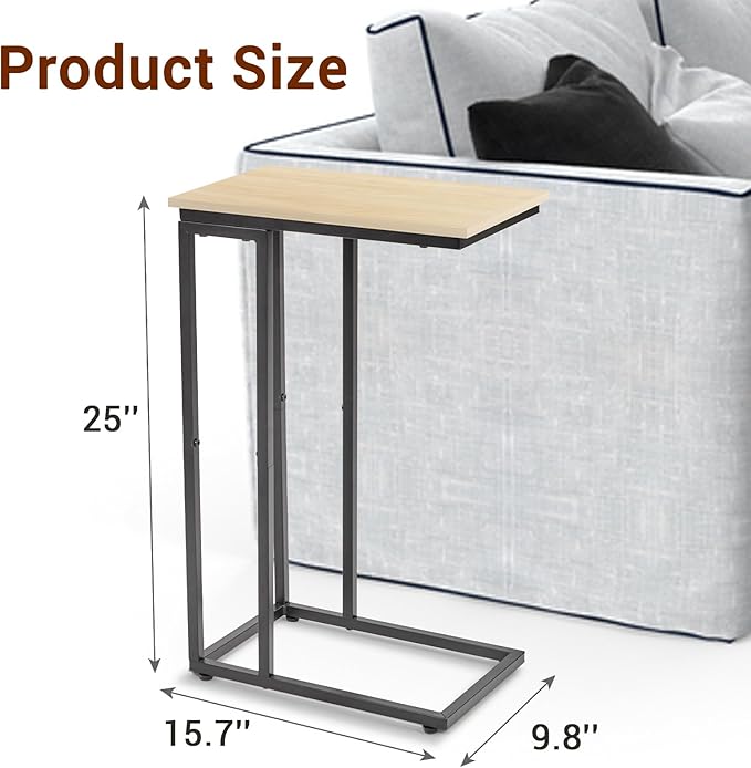 C-Shaped End Table, for Living Room, Small Spaces, TV Tray Couch Side Tables - Image 3