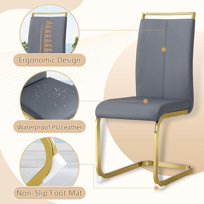 Dining Chairs Set of 8, Faux Leather - Image 5