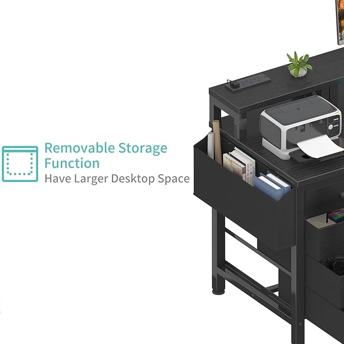 Lufeiya Gaming Desk with LED Lights and Power Outlets, 47 inch Computer Desk - Image 8