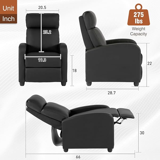 BestMassage | Recliner Chair | No Massage Function | Leather Black | - Image 3