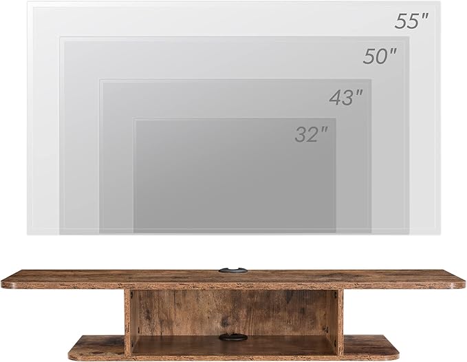 FITUEYES Floating TV Stand Wall Mounted, 2 Tier Floating Entertainment Shelf - Image 7