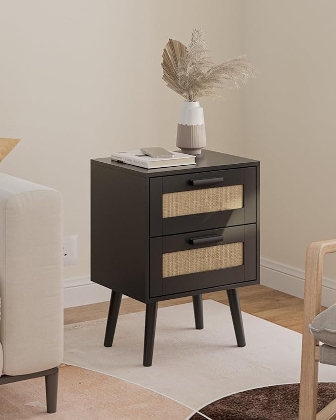 Masupu Rattan Night Stand, Modern nightstand Boho Bedside Table - Image 6