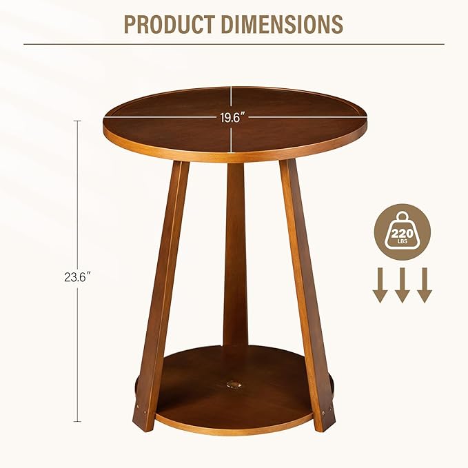 CozyDH Round End Table Living Room, Side Table - Image 2