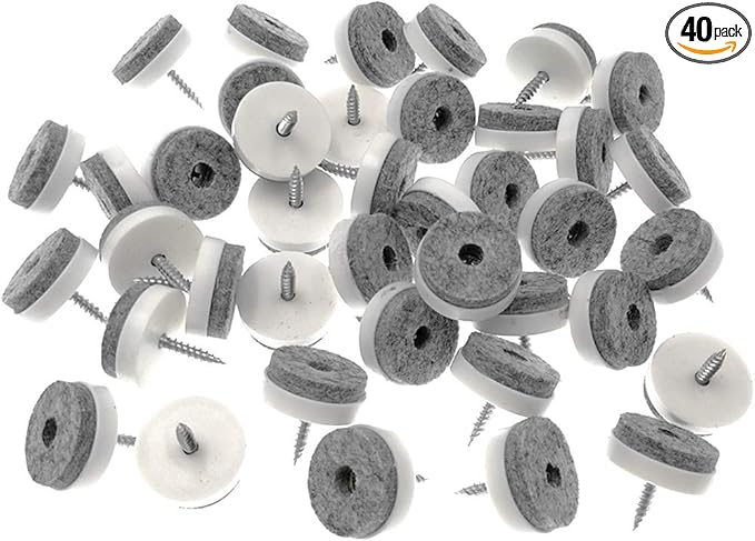 ALIMITOPIA 40pcs Screw-on Furniture Felt Pad Chair Glide Slider Hardwood Floor by ALIMITOPIA
