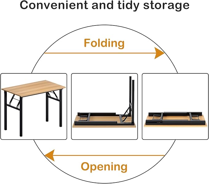 Need Folding Desk for Home Office 39-3/8'' Length Modern Folding Table Computer - Image 6