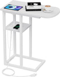 C Table End Table with Charging Station, Couch C Shaped Side Table by eiskah