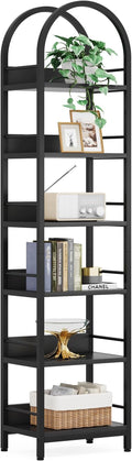 LITTLE TREE 6-Tier Open Bookshelf, 78.7" Tall Arched Bookcase, Freestanding by LITTLETREE