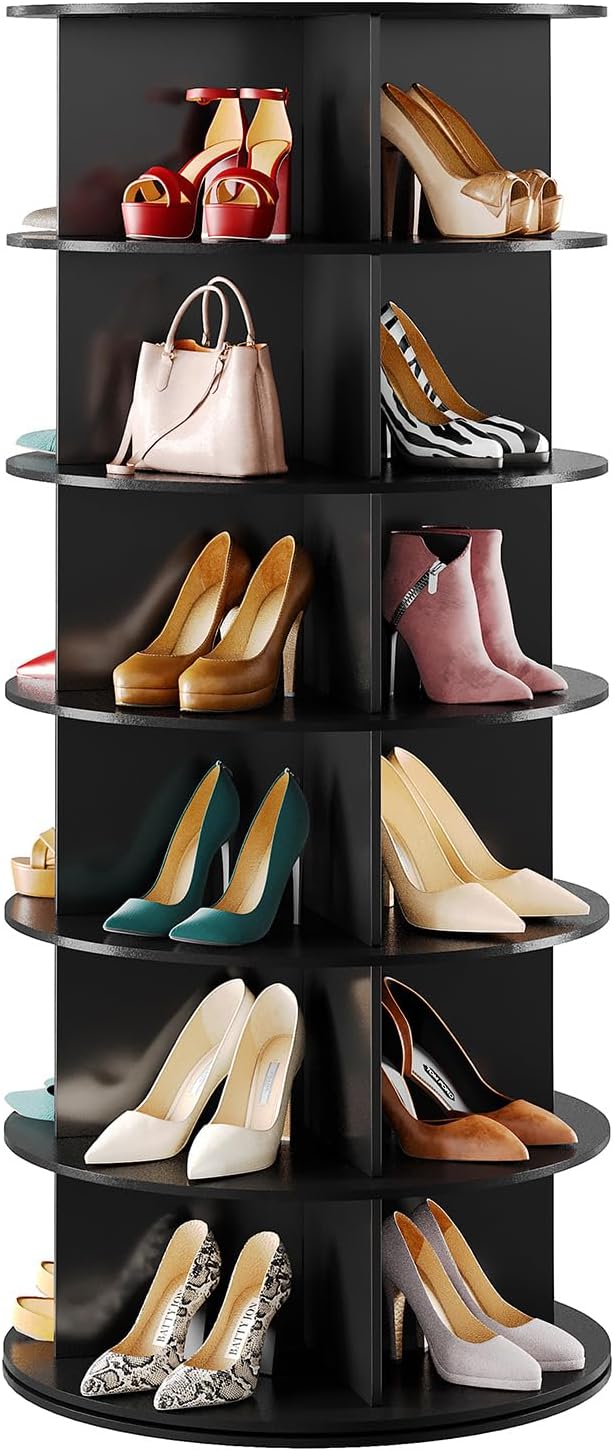 SpaceAid Black 6-Tier Spinning Rotating Shoe Rack Organizer, Shoe Display Tower by SpaceAid