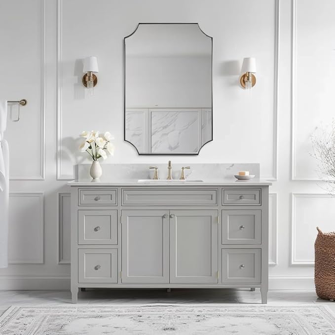 ANDY STAR Brushed Nickel Mirror 24x32 Inch, Scalloped Bathroom Mirror, - Image 7