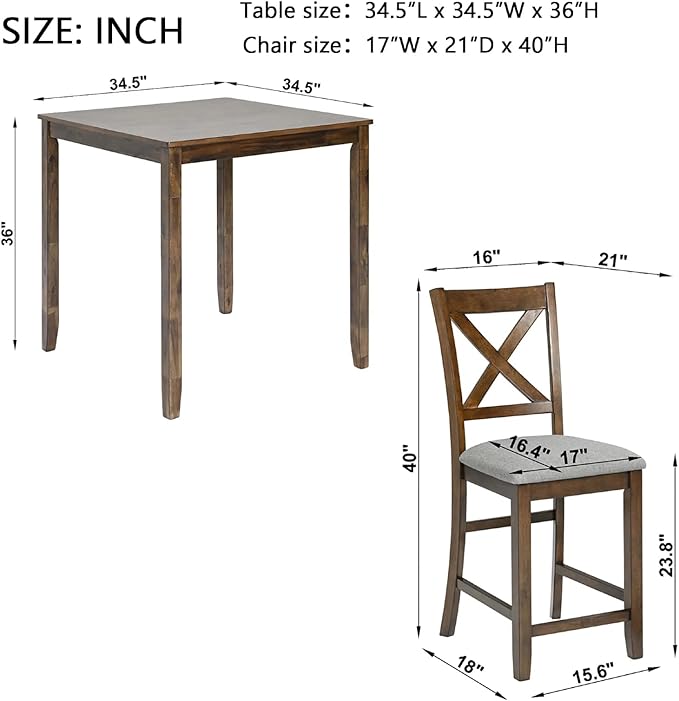Dining Table Set for 4, Modern 5 Piece Dining Room Table Set - Image 2