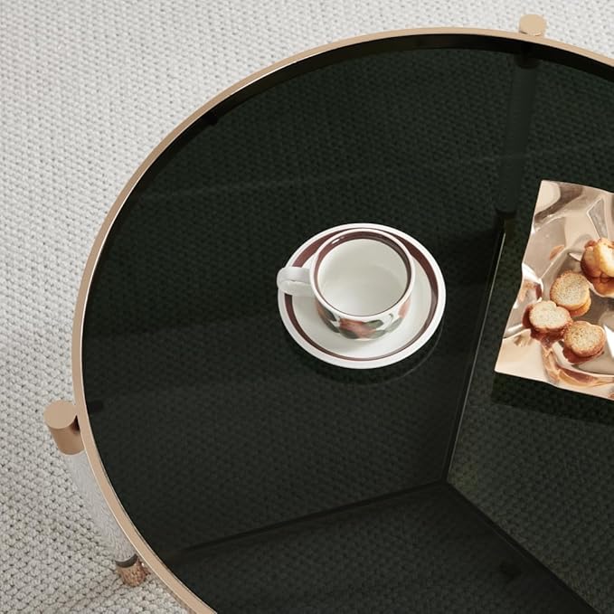 AGV LIGHTING 202303GL-BK Glass Coffee Table, Modern Design, Single Layer - Image 7