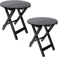 Outdoor Patio Side Table Set of 2 Small Folding Wood Round End Table Coffee by Hngilkoo