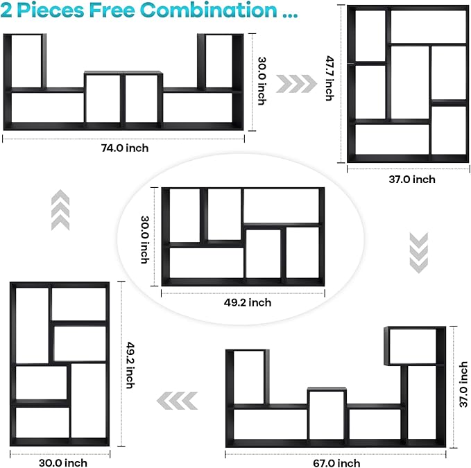 Kaboon Free-Form Modular Shelving Unit, Freestanding Bookcase 10 Inches Deep - Image 4