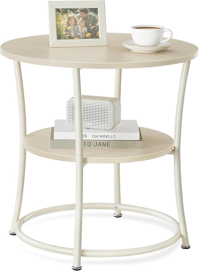 VASAGLE Side Table, 2-Tier Round End Table, Nightstand by VASAGLEbySONGMICSHOME