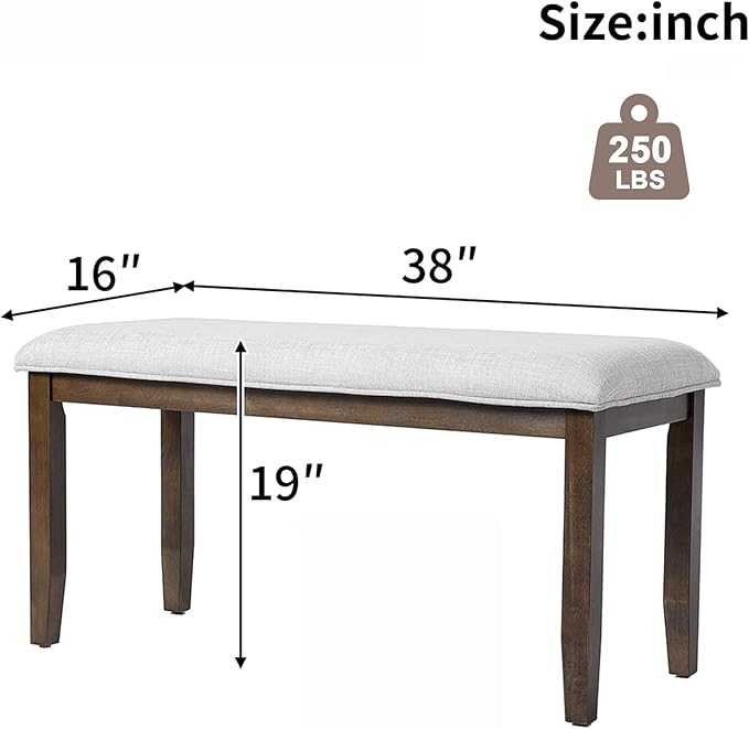 Merax Upholstered Dining Bench, - Image 2