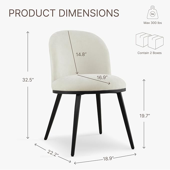 Dining Chairs Set of 6, Fabric Upholstered Dining Room Chairs - Image 2