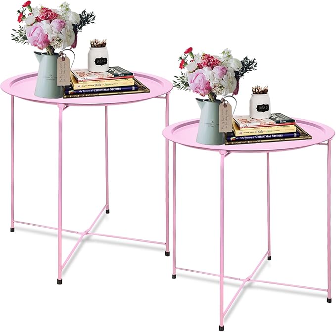 Garden 4 you End Table Set of 2, Outdoor Side Table, Small Patio Table Metal by Garden4you