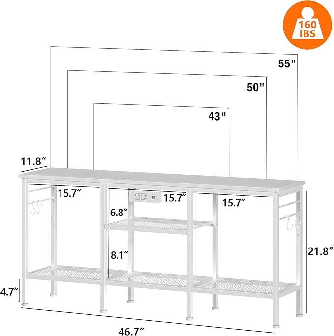 Furologee TV Stand with Power Outlets, Entertainment Center with Open Storage - Image 2