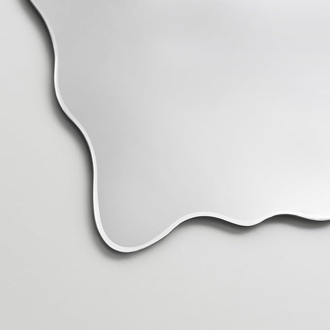 KOHROS Wavy Wall Mirror Frameless Bathroom Mirrors - Image 7