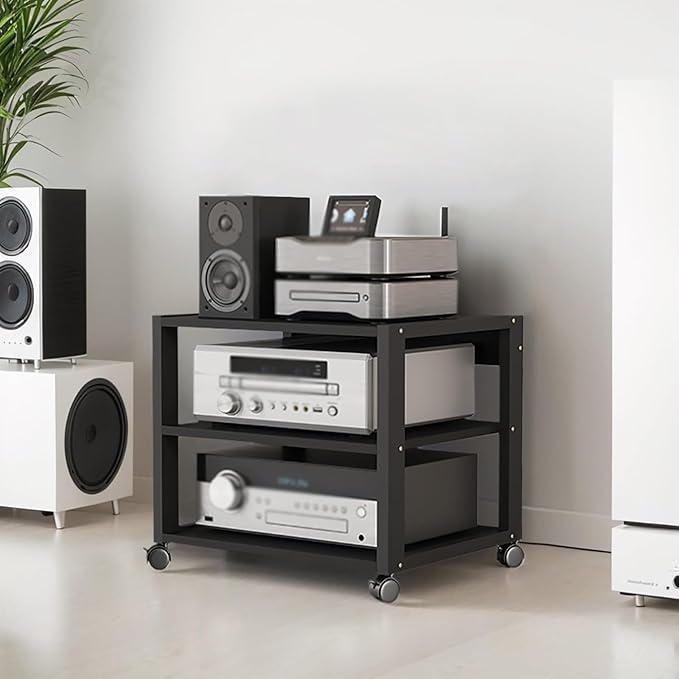 3 Tier Audio Rack Tower, CD Record Player Stereo Receiver AV Equipment Cabinet - Image 5