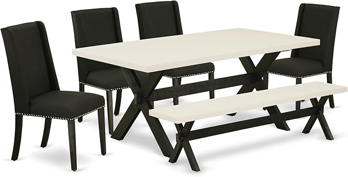 East West Furniture X627FL624-6 6 Piece Dining Room Set Contains a Rectangle by EastWestFurniture