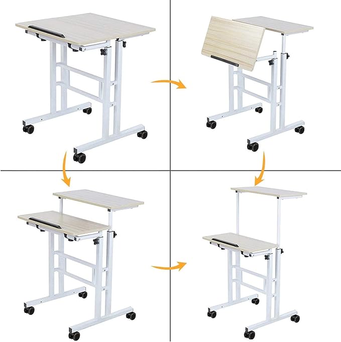 soges 23.6inches Height Adjustable Desk Laptop Desk on The Wheels, Rolling - Image 7
