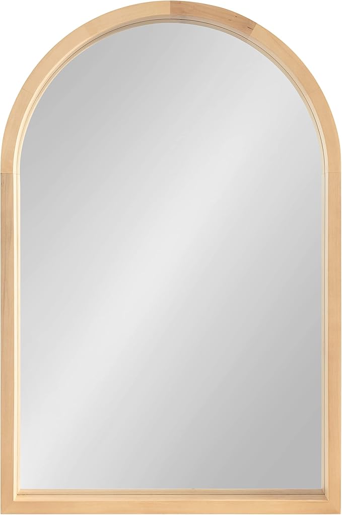 Kate and Laurel Hutton Farmhouse Wood Arched Mirror; 20 x 30; Natural Wood; - Image 2