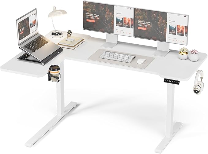 59 Inch L Shaped Standing Desk Adjustable Height, Electric Corner Standing Desk by Acrolix