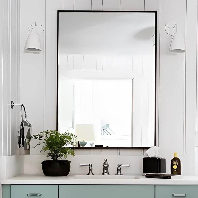 Rectangle Wall Mirror 30x48, Metal Framed Wall Mirror, Large Vanity Mirror 30 - Image 2