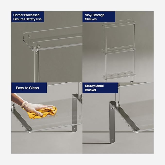 HMYHUM Wall Mounted Acrylic Record Player Stand, 15.6" L x 11.6" W x 40.2" H - Image 4