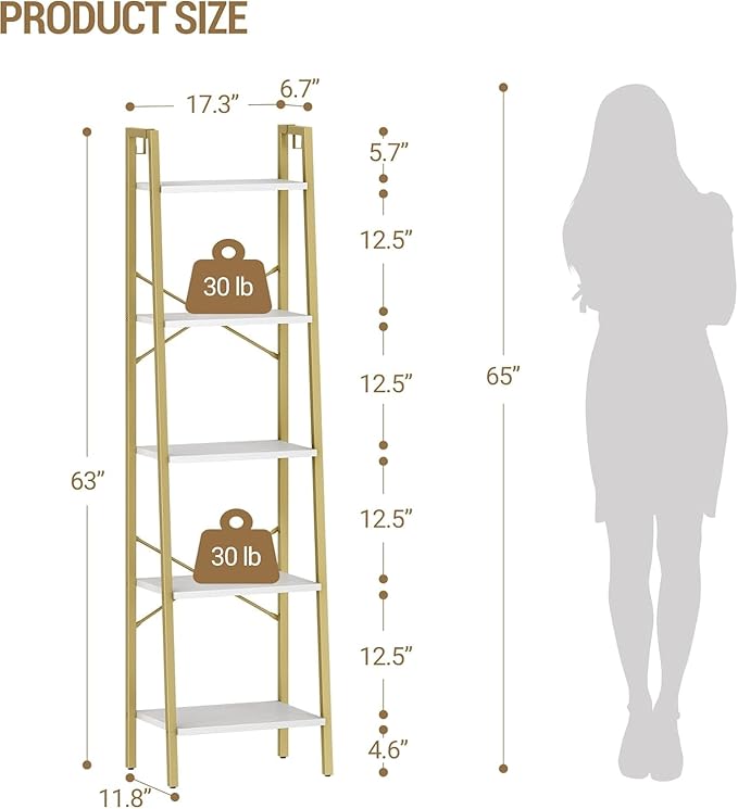 Ladder Shelf, Bookshelf Bookcase, Freestanding Corner Storage Shelve - Image 2