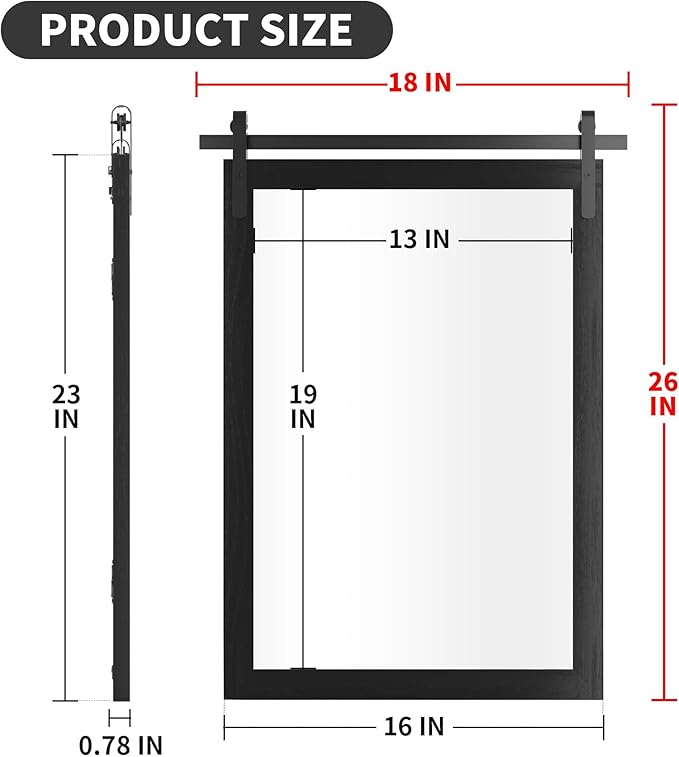 Black Farmhouse Mirror for Wall, 18x26INCH Wood Framed Square Bathroom Mirrors - Image 3
