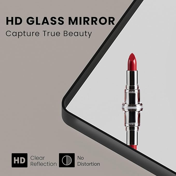 Black Bathroom Mirror 72X32 Inch, Rounded Rectangle Matte Bathroom Vanity Mirror - Image 3