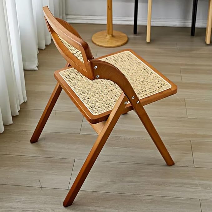 Simple Rattan Dining Chair Set of 2, Foldable Lounge Chair, Suitable - Image 9