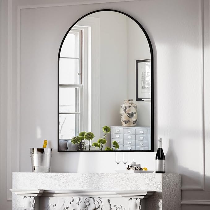 BEAUTYPEAK 30"x40" Arch Bathroom Mirror, Wall Mounted Vanity Metal Frame Mirror - Image 2