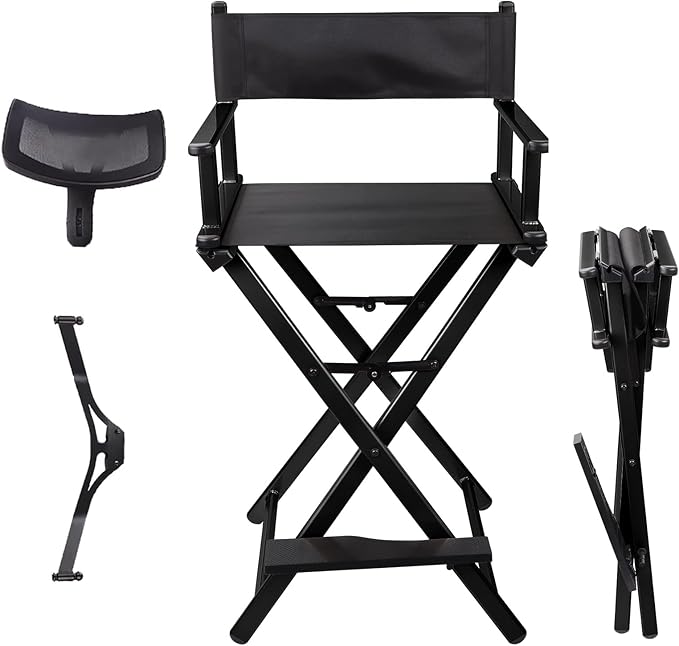 Lorvain Folable Makeup Artist Stool, Portable Tall Folding Director's Chair by Lorvain