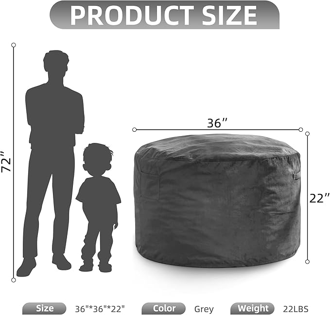 Hobestluk 3FT Bean Bag Chair Giant Bean Bag Chairs - Image 2