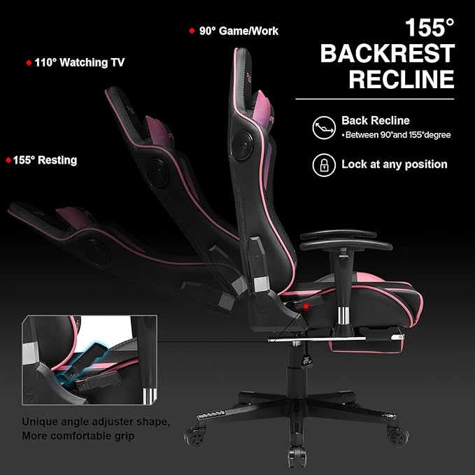 GTRACING Gaming Chair with Footrest Speakers Video Game Chair Bluetooth Music - Image 6