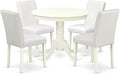 East West Furniture ANAB5-LWH-64 5 Piece Dining Room Table Set Includes a Round by EastWestFurniture