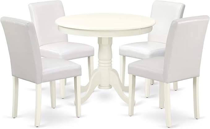 East West Furniture ANAB5-LWH-64 5 Piece Dining Room Table Set Includes a Round by EastWestFurniture