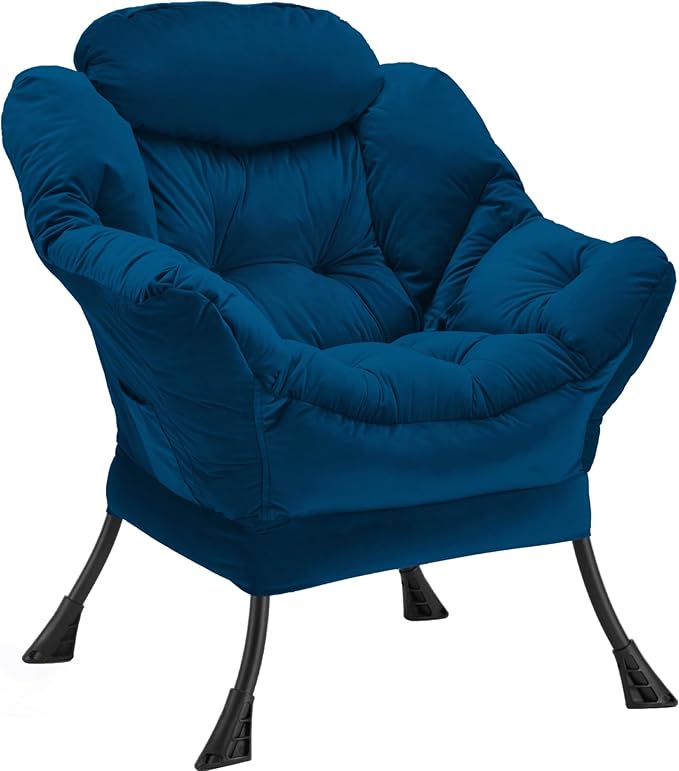 Lazy Chair Thick Padded, Comfy Velvet Accent Lounge Chair by Youtanic