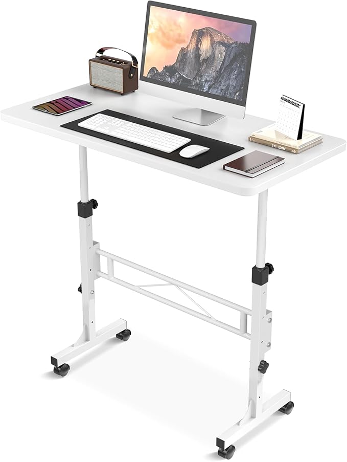Small Standing Desk Adjustable Height, Mobile Stand Up Desk by Amztabler