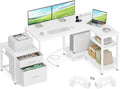 Casaottima L Shaped Desk with Drawers & File Cabinet, Reversible White Computer by Casaottima