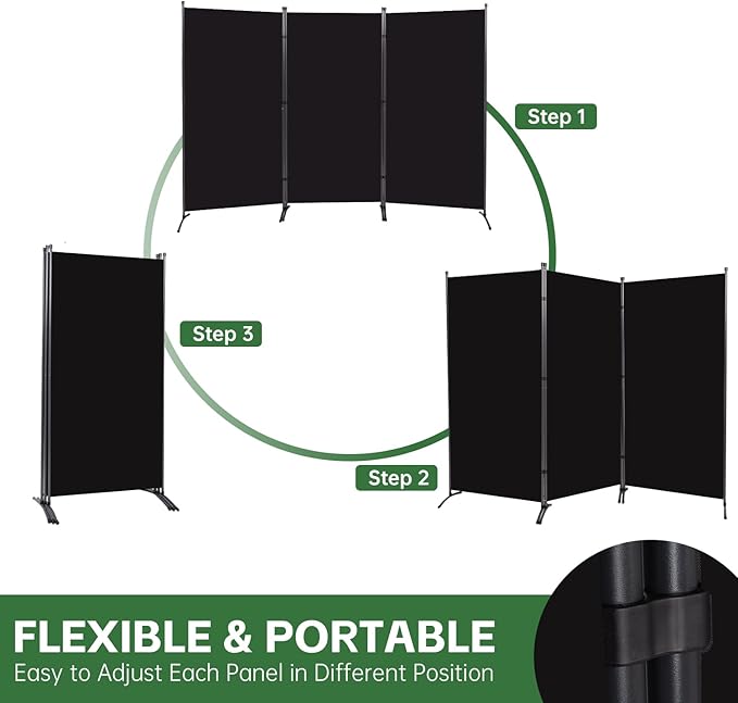 Room Divider Folding Privacy Screens, Portable Room Divider Panel 3 Panel - Image 5